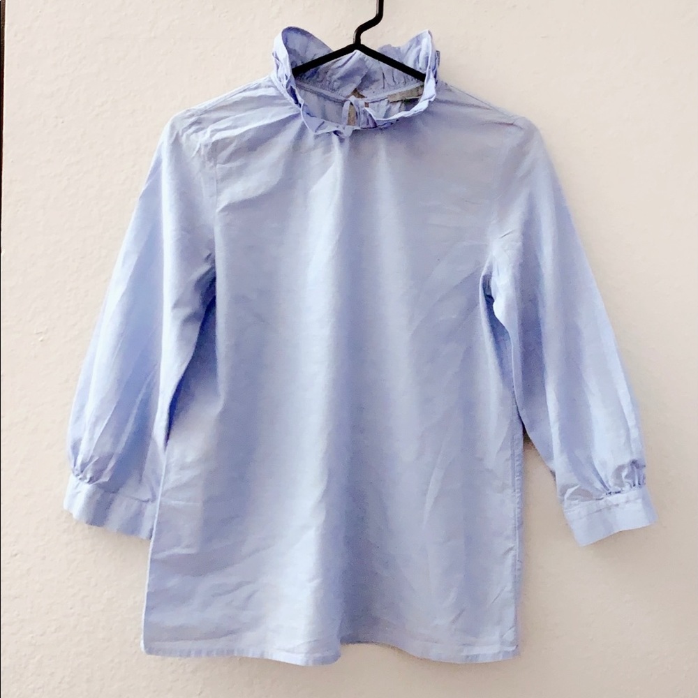 COS Women's Blue Frill-neck Blouse